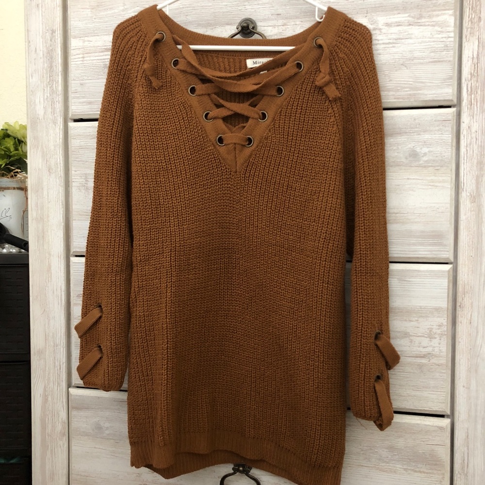 Lace up sweater